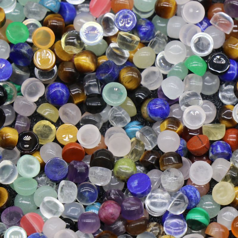 42-4Mm ágata cristal cor tesouro semi-redondo cordão anel de superfície tempo gema remendo DIY Jóias de arte de unhas japonesas acessórios