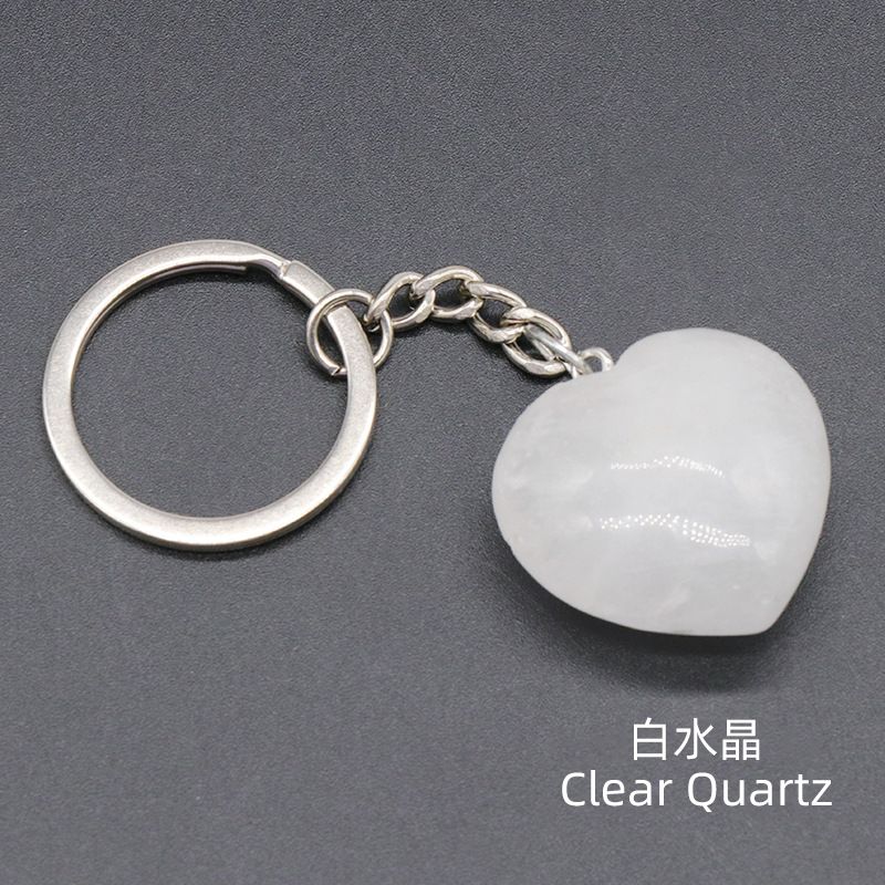Pedra de ágata de cristal natural 30mm chaveiro do amor, pingente em forma de coração DIY caixa de presente acessórios de jóias