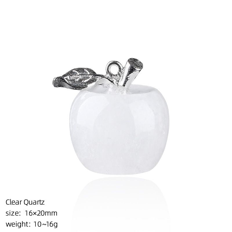 Maçã de cristal natural de 20Mm, colar artesanal de presente de Natal de véspera de Natal, pingente de maçã pequena de pedra natural.