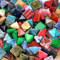 1736-Anel de pirâmide de pedra semipreciosa de cristal natural, joias europeias e americanas pirâmide colorida