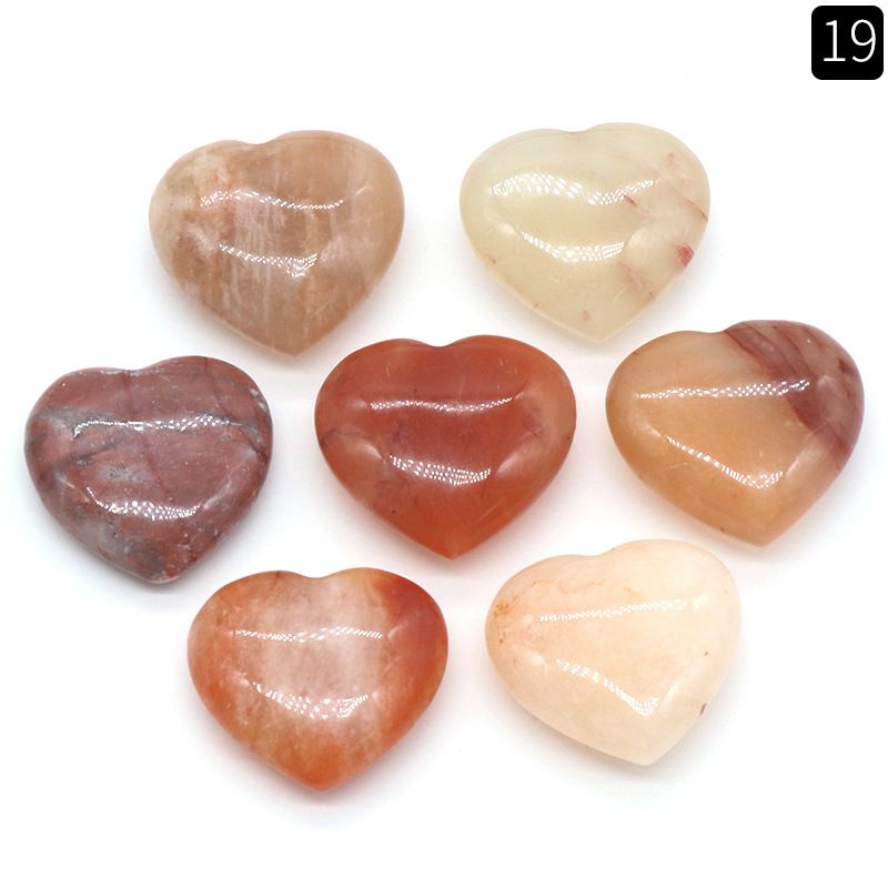 1451 - Pedra de Cristal Natural 20mm Ornamento de Pedra em Forma de Coração Sem Buracos Semi-Precioso Coração de Pêssego Decoração DIY