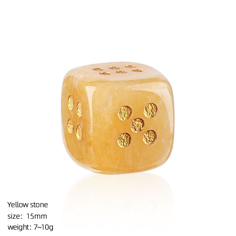 Dados de cristal natural transfronteiriço casual jogo de tabuleiro ágata jade escultura cantos arredondados 15mm pontos dados de pedra semipreciosa