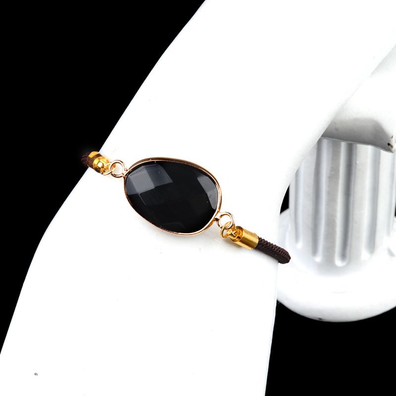 1711-Pulseira de bainha irregular com corte de ametista natural Corda de mão ajustável para casais masculinos e femininos
