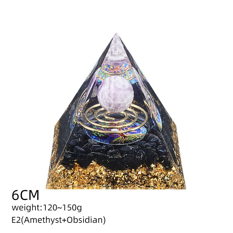 6Cm cristal bola pirâmide ornamento de mesa Chakra Yoga Meditação Resina Yoga Meditação Resina Epóxi