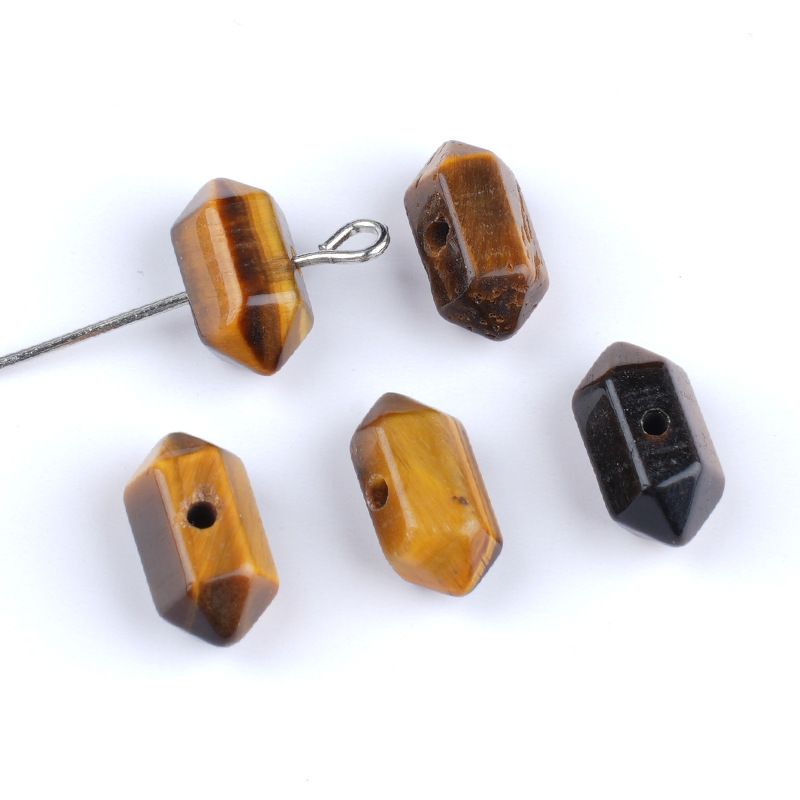 Acessórios de orifício médio de ponta dupla de cristal natural, olho de tigre de ouro verde, cristal de ametista em pó de cristal branco acessórios de joias DIY