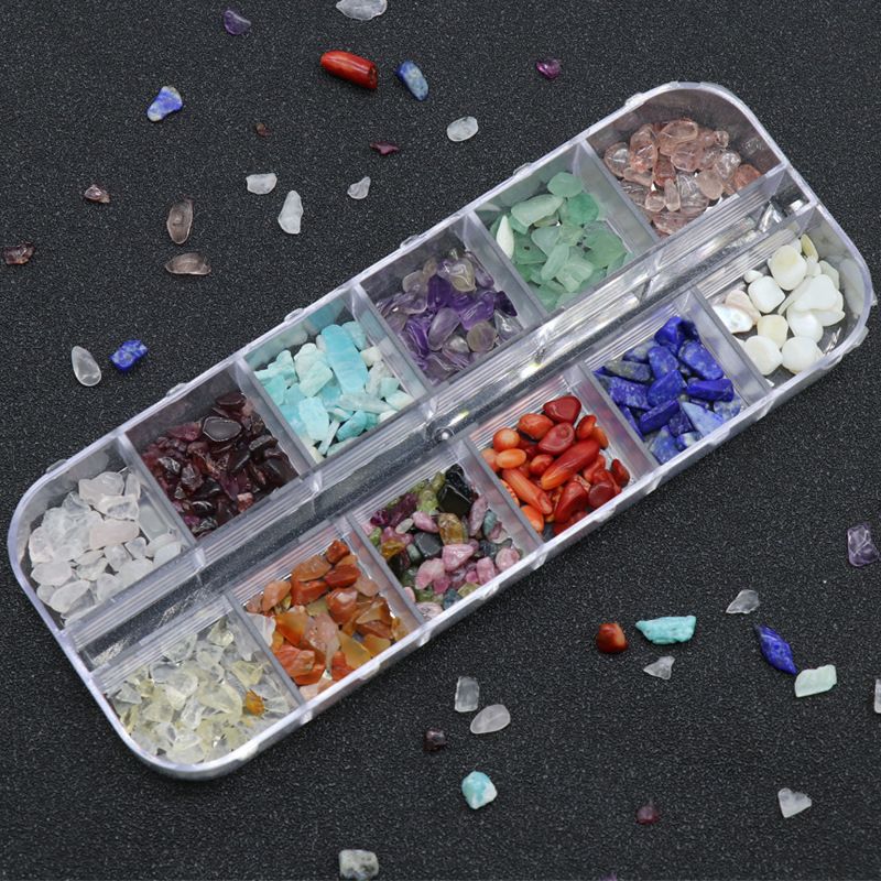 Cristal ágata pedra preciosa cascalho 12 tipos de citrino ametista ágata jade cascalho DIY lantejoulas de unhas japonesas