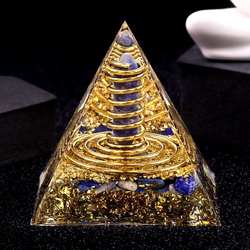 Pirâmide de cascalho de cristal de 6cm da série 225-P, ornamento doméstico de artesanato de resina epóxi