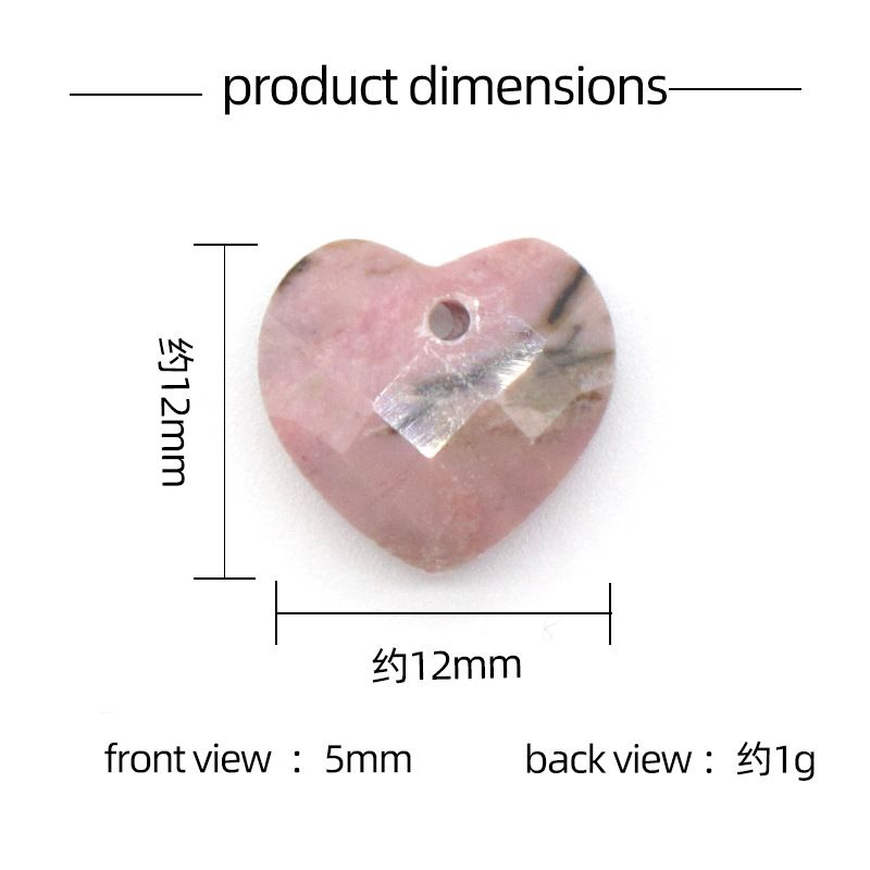 1591 um pingente de amor de corte de 12mm, pedra de cristal natural em forma de coração pulseira DIY acessórios de jóias