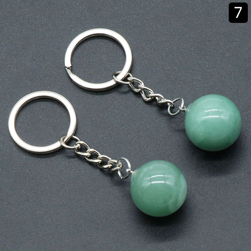Chaveiro de bola redonda de 1402-20Mm, bolsa de pedra de olho de tigre de ágata de cristal rosa natural, joias de pingente de bola pequena.