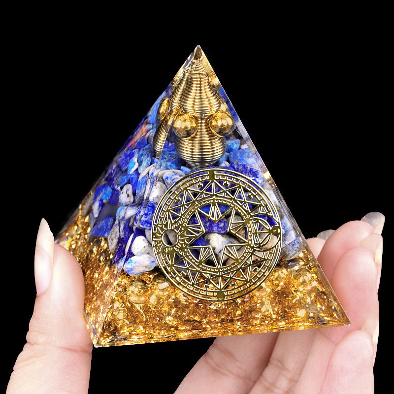 Série 2115-Q Pirâmide de cascalho de cristal de 6cm, ornamento doméstico de artesanato de resina epóxi