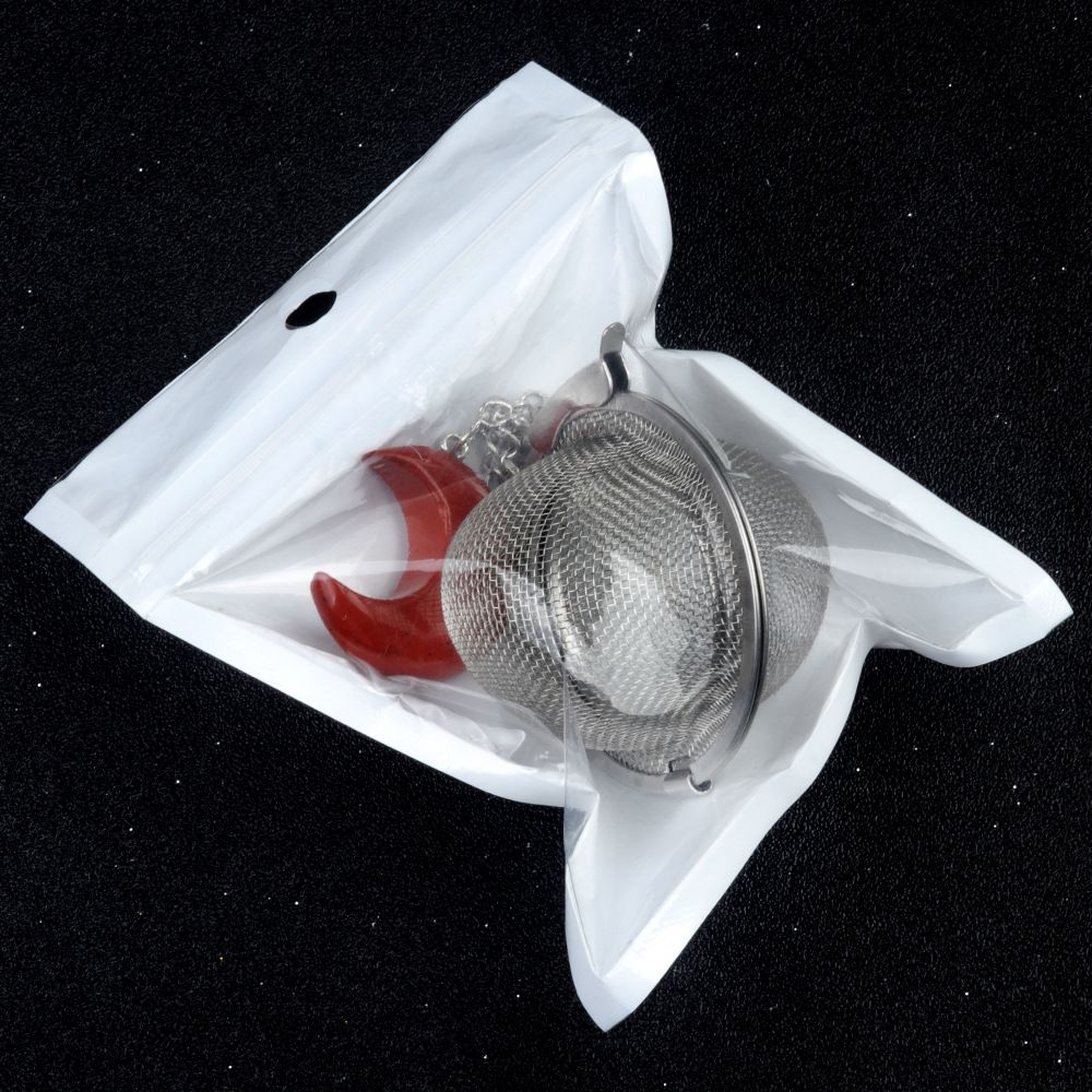 1789-Moon Tea Filter, Natural Crystal Agate Stone 304 Stainless Steel Tea Filter Sopa Hot Pot