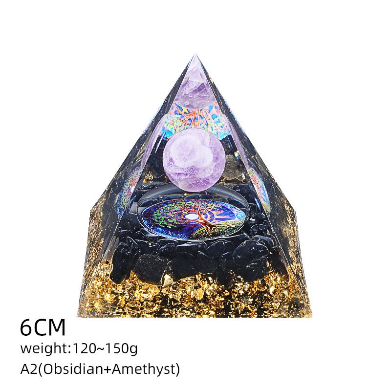6Cm cristal bola pirâmide ornamento de mesa Chakra Yoga Meditação Resina Yoga Meditação Resina Epóxi