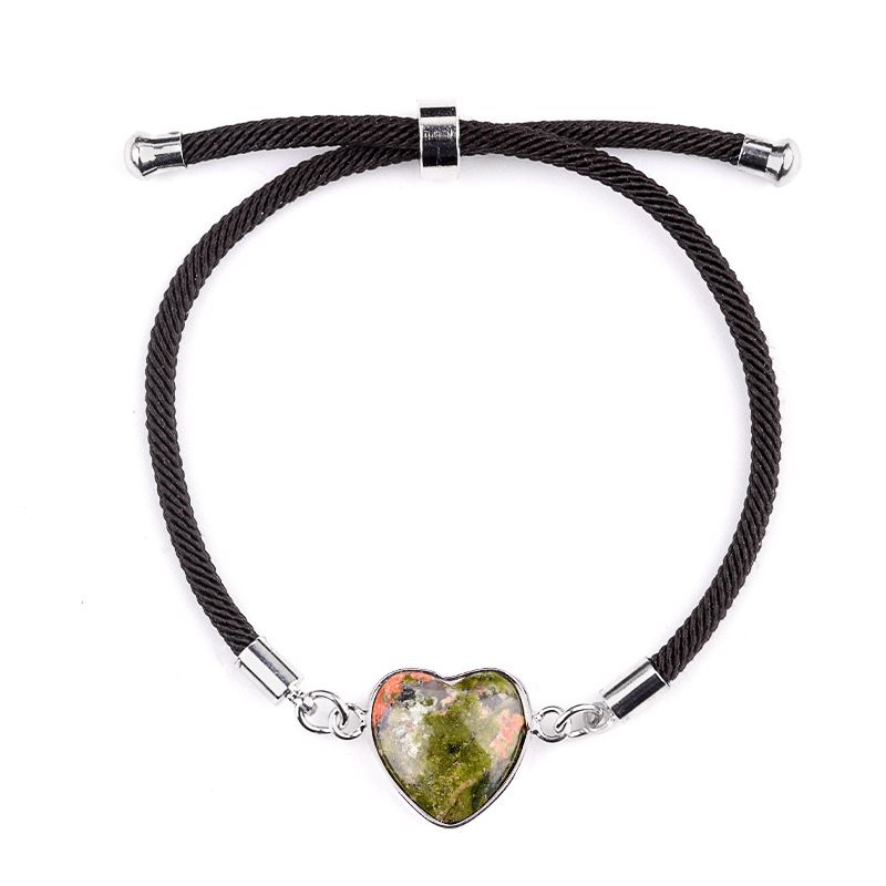 2097-Ametista em pó de cristal ajustável pulseira de amor jade coração pulseira cênica mercadoria