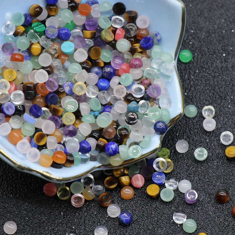 42-4Mm ágata cristal cor tesouro semi-redondo cordão anel de superfície tempo gema remendo DIY Jóias de arte de unhas japonesas acessórios