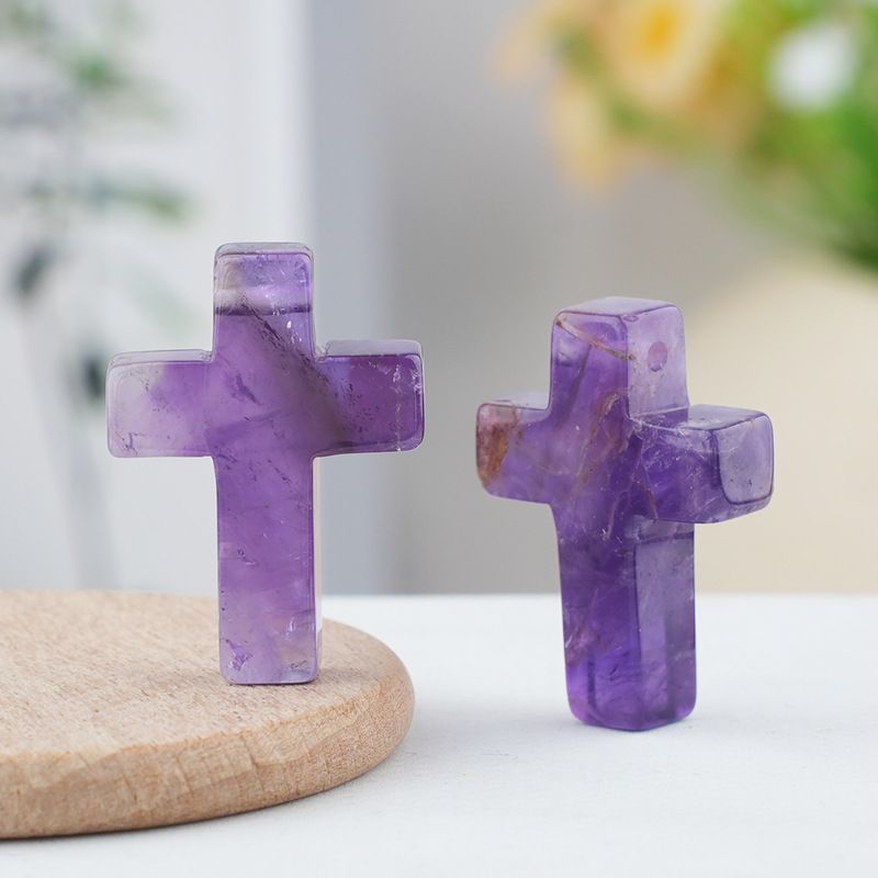 Pó de pedra natural de cristal cruz pingente pingente colar de jóias DIY acessórios