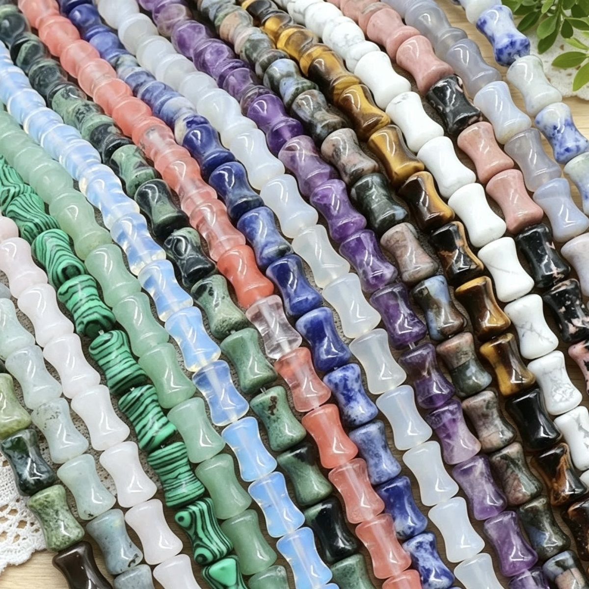 1525-Pedra de cor de cristal natural 8x12mm bambu contas soltas DIY contas de jóias acessórios pulseira colar mão