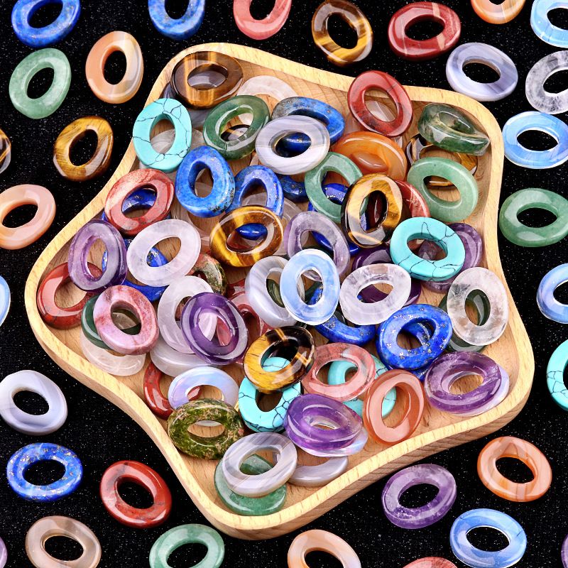 2068-18X23mm círculo de ágata de ametista em forma de botão oval oco colar colar de material de pulseira
