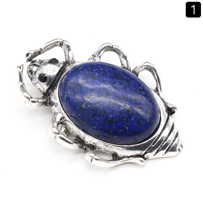 Pingente de broche de gema broche de barata, concha de ágata de cristal incrustada com colar de pino de pingente de pedra preciosa