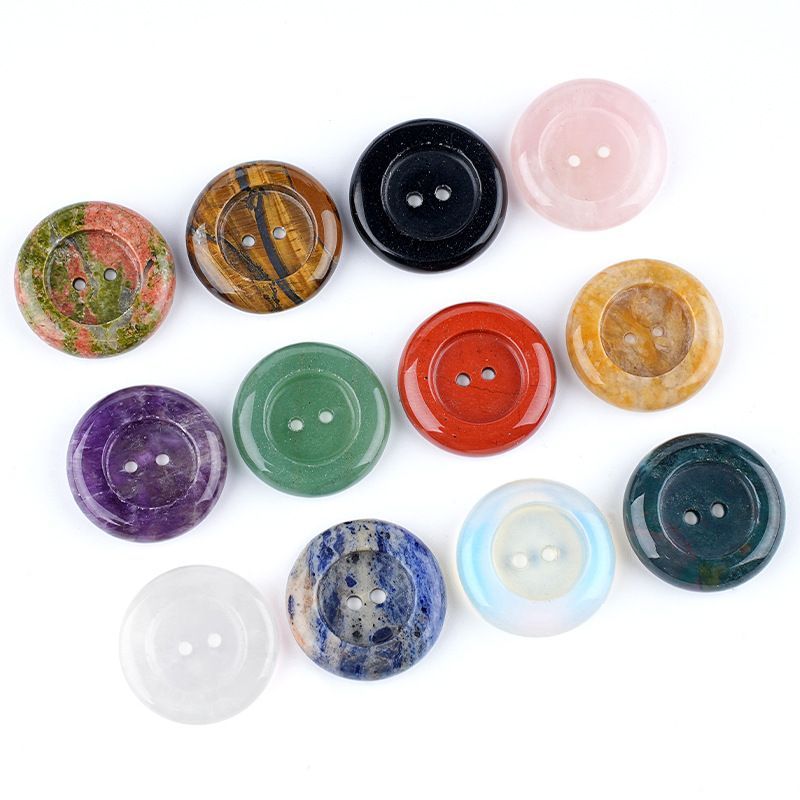 Botões de pedra natural de 30Mm simples versátil DIY suéter bolsas acessórios de roupas botões redondos de cristal natural