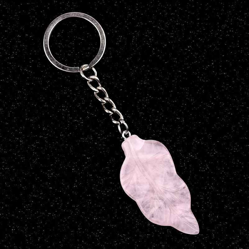 2073-Folha de cristal ágata pedra semi-preciosa chaveiro DIY pingente pena pingente decorativo acessórios de jóias