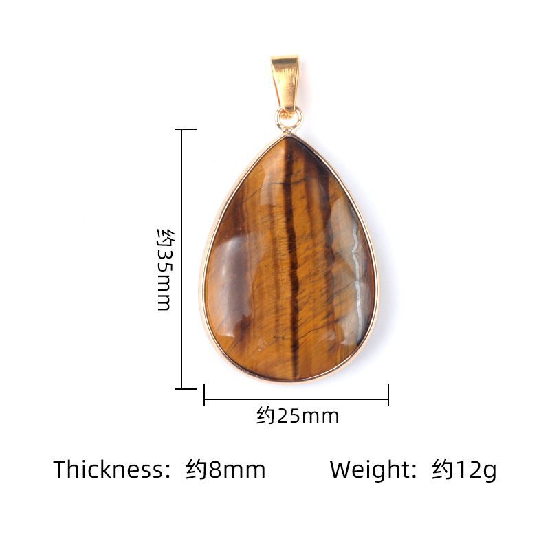 1708-25X35 pingente de bainha de gota de água grande, colar de gota de água de cobre de pedra de ágata de cristal natural galvanizado em ouro.