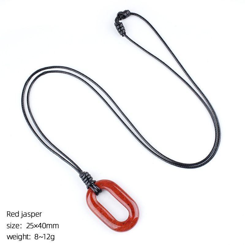 25 * 40Mm colar de pedra natural O-ring europeu e americano retro ajustável suéter corrente oval grande buraco círculo pingente