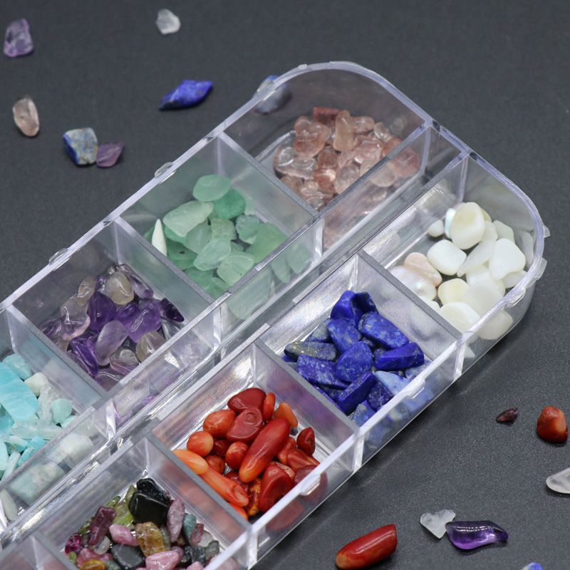 Cristal ágata pedra preciosa cascalho 12 tipos de citrino ametista ágata jade cascalho DIY lantejoulas de unhas japonesas