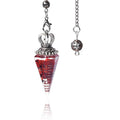 1645-Pêndulo de alma, pêndulo de resina de cascalho cristal, pêndulo de chakra cônico hexagonal