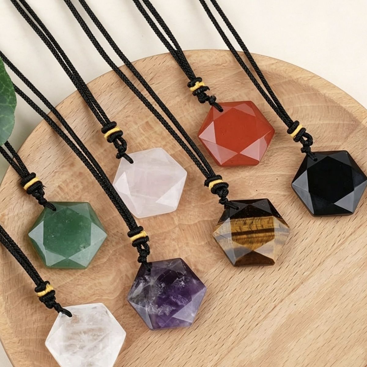 Pingente de hexagrama de cristal natural, pedra olho de tigre ametista, colar de pedra semipreciosa de cristal branco, pingente de joias.