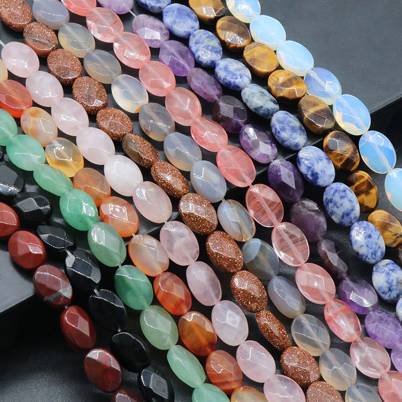 1333-10X14mm corte oval, cristal de ágata pedra semi-preciosa contas soltas em forma de ovo DIY acessórios de jóias frisadas