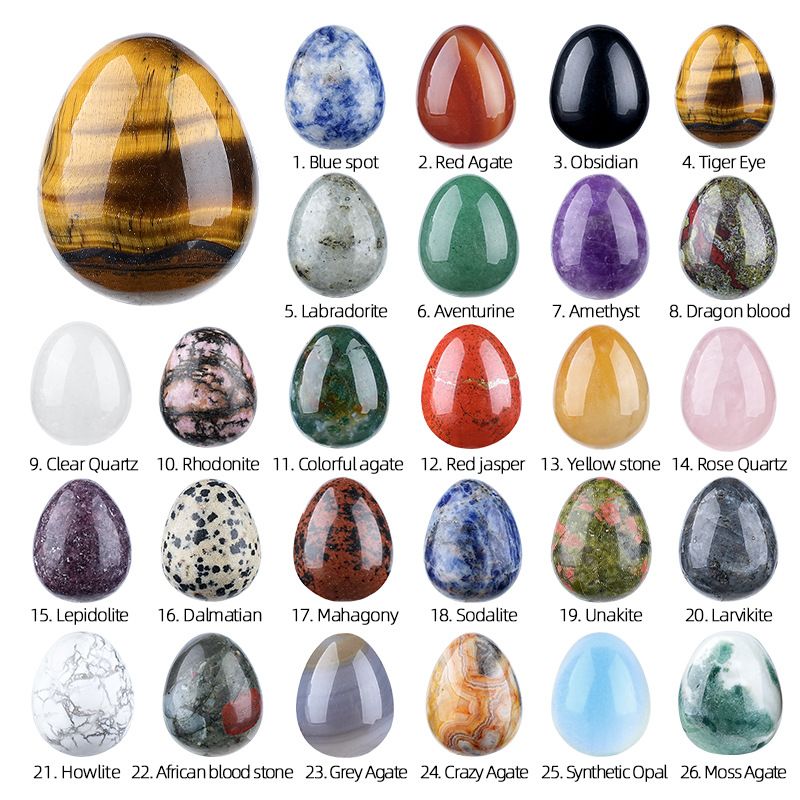 1431 Ovo de pedra de pedra crua em forma de pássaro de cristal natural de 20mm de cristal natural pequeno com ágata da Páscoa esculpida em forma de ovo