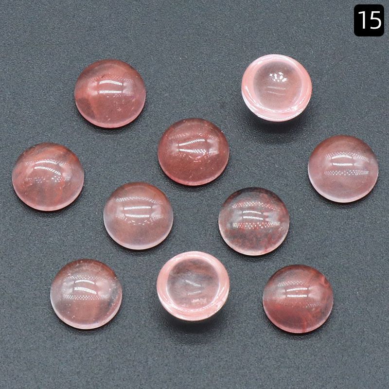 1248-10Mm anel redondo superfície de cristal natural única superfície curva redonda geométrica DIY jóias incrustadas com acessórios de pedra solta