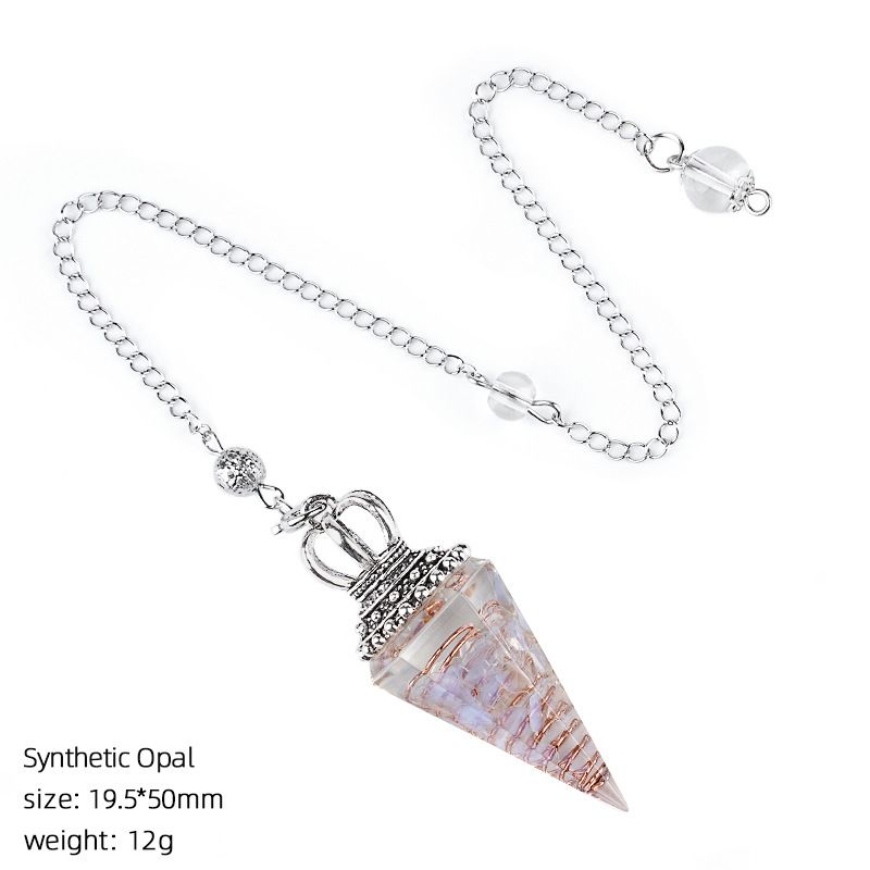 Hot Sale Pingente de Pêndulo de Cristal Natural Crown Yoga Acessórios de Meditação Hexagonal Cone Ajustável Resina de Freqüência Pêndulo