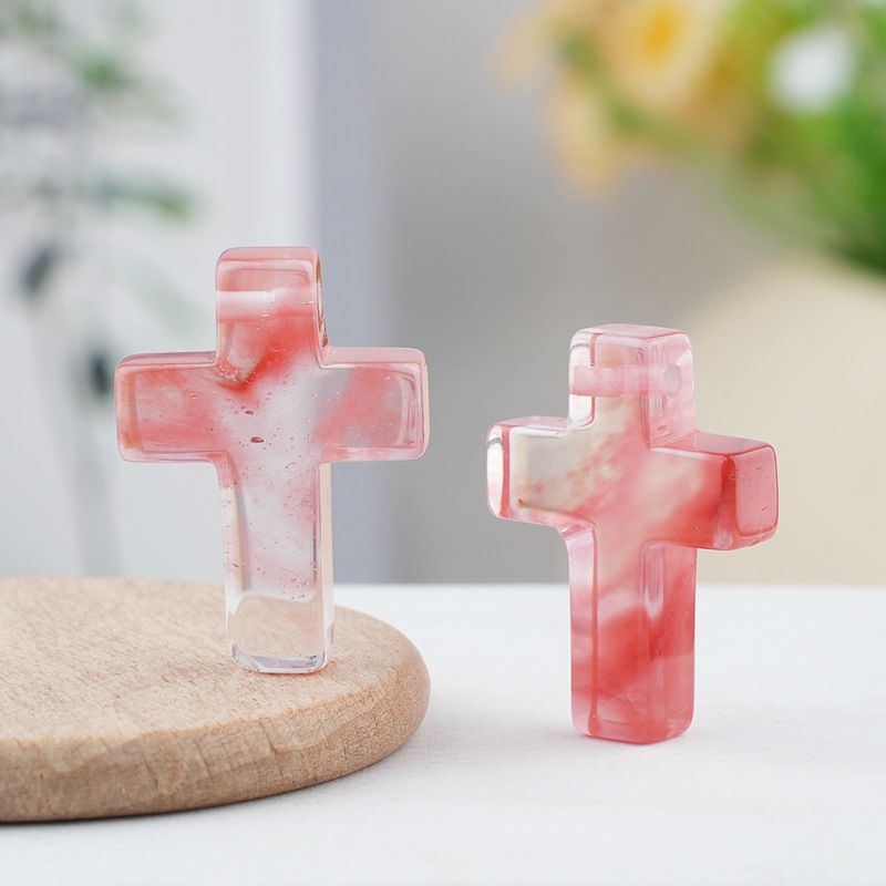 Pó de pedra natural de cristal cruz pingente pingente colar de jóias DIY acessórios