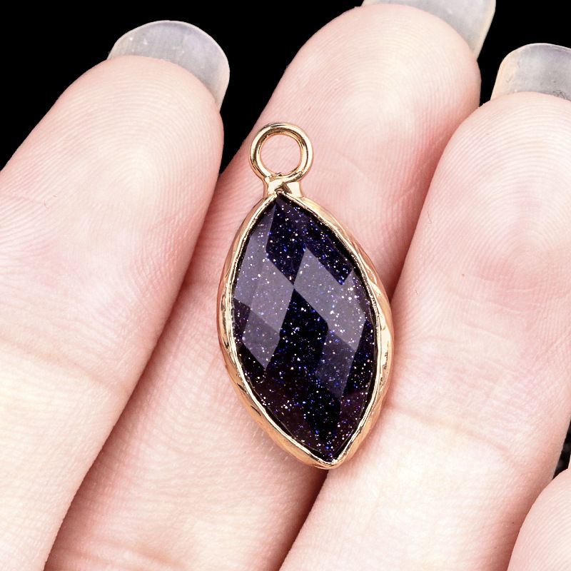 2075-Amethyst ágata pedra semi-preciosa olho de cavalo bainha de cobre pingente DIY brincos gancho de cabelo jóias acessórios material