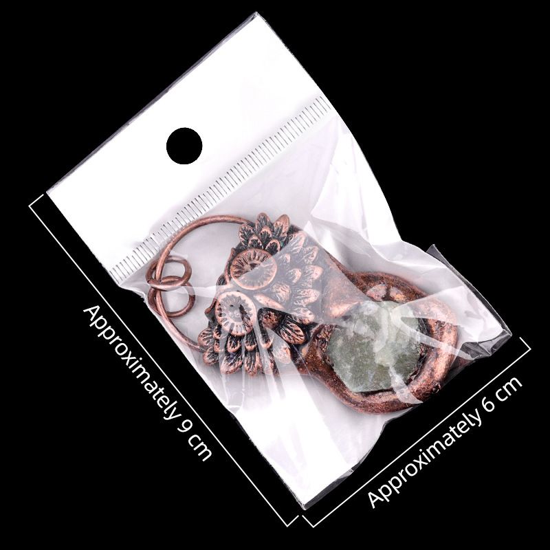 2170-Pingente de coruja de pedra semi-preciosa de cristal estilo retro incrustado colar de pedra áspera versátil jóias