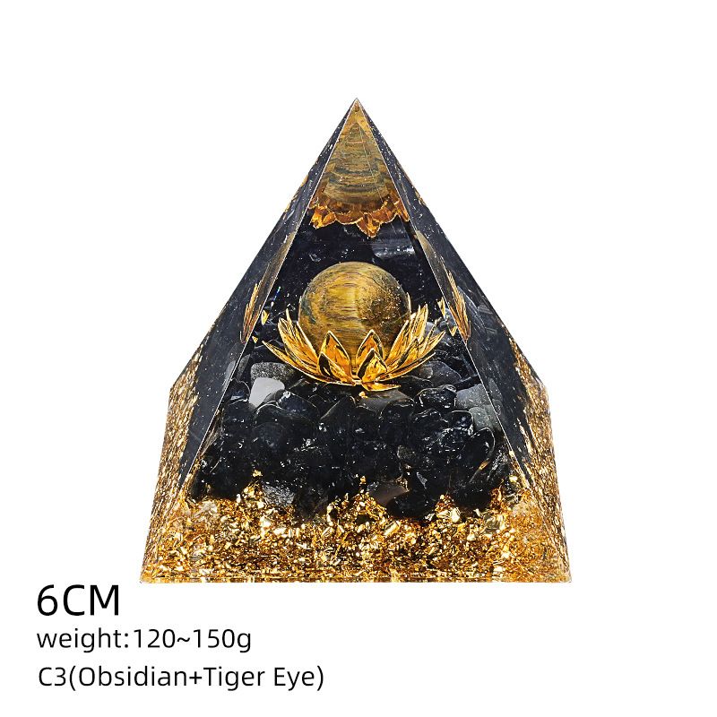 6Cm cristal bola pirâmide ornamento de mesa Chakra Yoga Meditação Resina Yoga Meditação Resina Epóxi