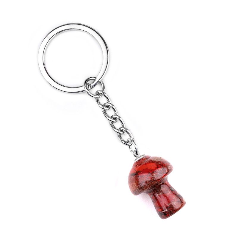 1324-Pedra de cristal natural de ágata 2cm pequeno cogumelo chaveiro pingente bonito saco de jóias pingente pequeno presente