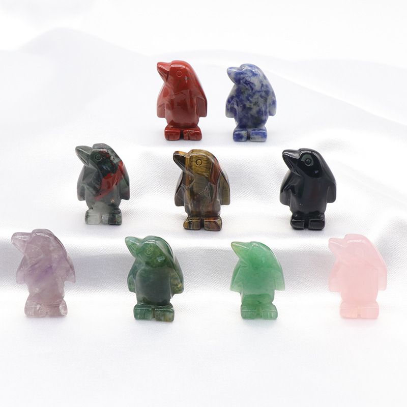 1607 a 1in de pedra de ágata de cristal de pinguim mini escultura animal pequeno pedra semi-preciosa artesanato ornamento de pinguim