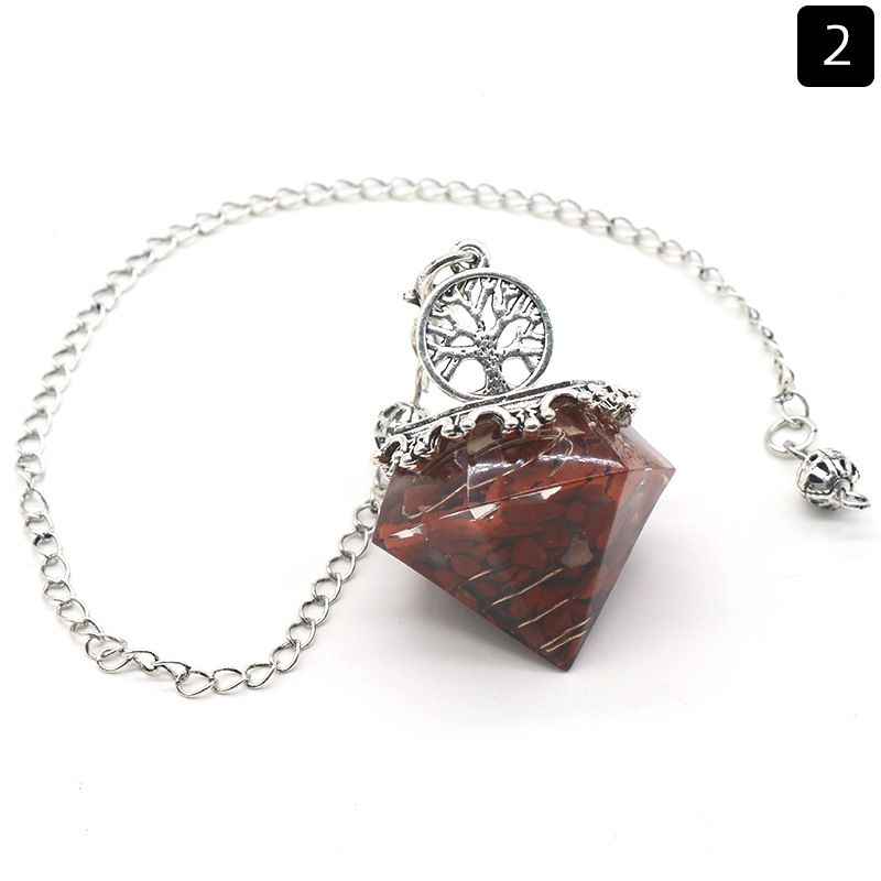 1413-Pêndulo em forma de diamante resina de ágata de cristal natural cascalho pêndulo em forma de diamante