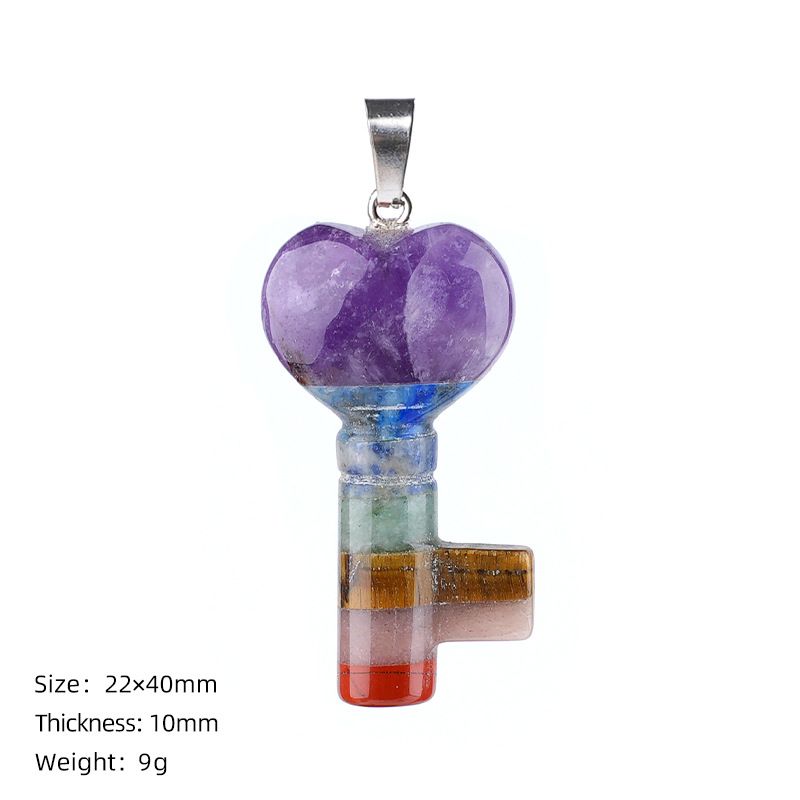 Pingente de cristal de emenda de pedra colorida ioga meditação chakra ágata jade emenda colar