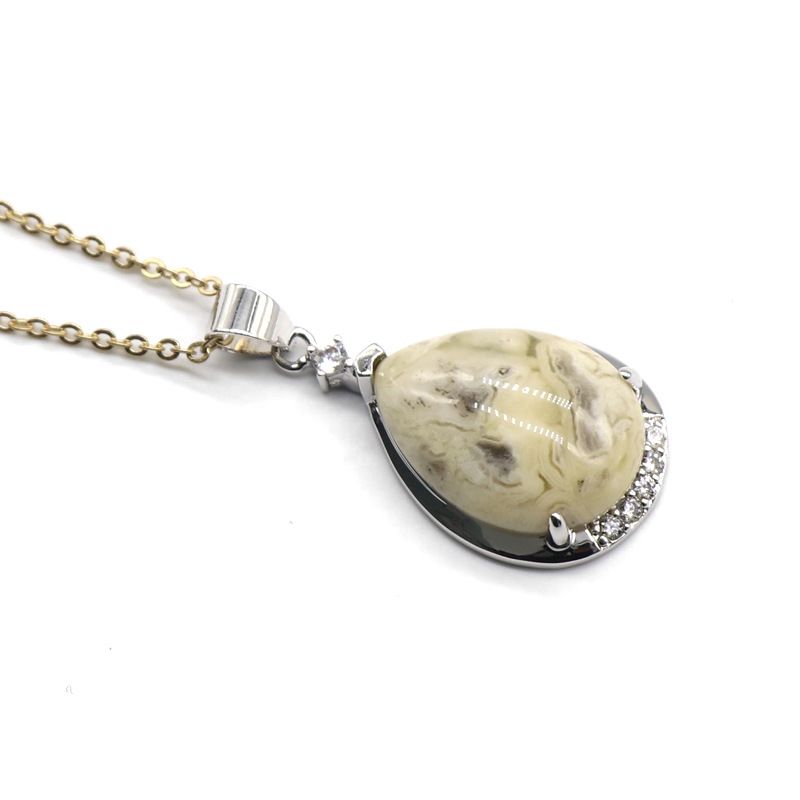 2427 Pingente de gota d 'água de ametista, ágata rosa, olho de tigre, pingente de lápis-lazúli, colar, acessórios de corrente de clavícula feminina.