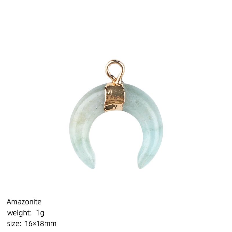 1440 Pingente de lua de cristal natural artesanal pulseira colar brincos dourados único pendurado tipo C chifre de pedra natural