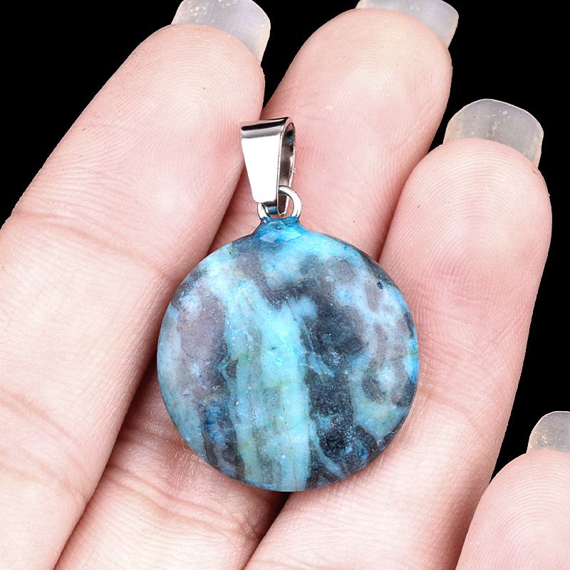 1821-20Mm cristal ágata jade redondo pingente plano, pingente de disco de pedra semipreciosa acessórios de jóias DIY