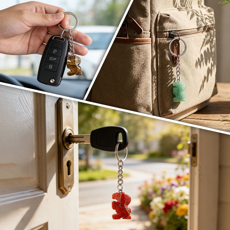 Pônei de cristal natural chaveiro criativo DIY saco acessórios de carro gravado ágata cabeça cavalo pingente