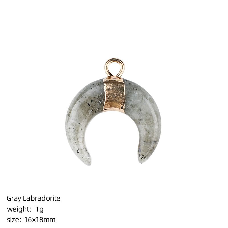 1440 Pingente de lua de cristal natural artesanal pulseira colar brincos dourados único pendurado tipo C chifre de pedra natural