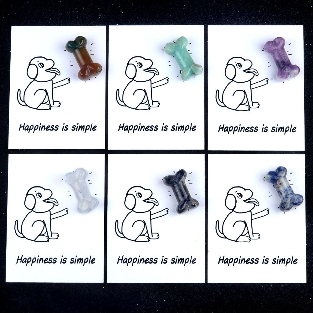 1803-Card Series Natural Crystal Agate 35mm Dog Bone Creative Fun Card Descrição do Produto: