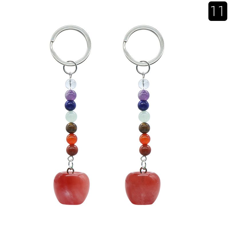 1478-Pequeno Chaveiro de Maçã Cristal Natural Pedra Colorida Pingente De Maçã De 20mm, Decoração De Véspera De Natal
