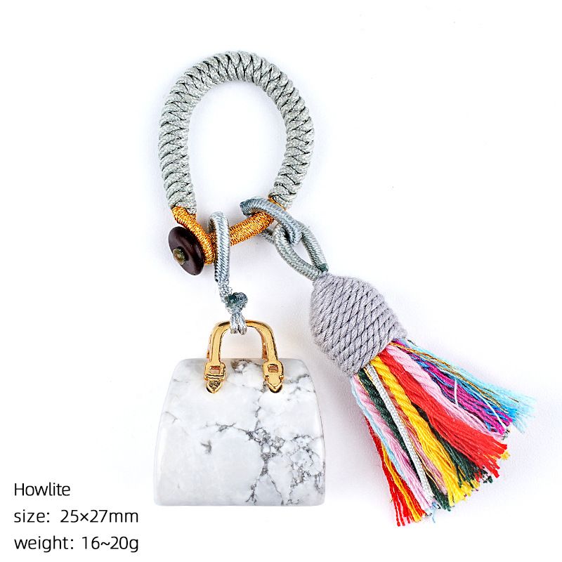 2485 Pedra natural semi-preciosa saco chaveiro criativo mão-tecido carro roupas acessórios cristal ágata pingente