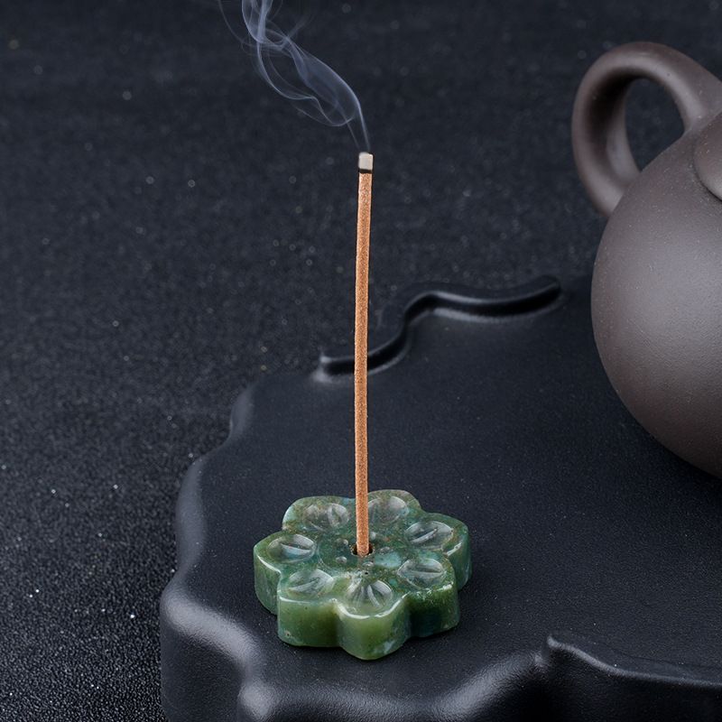 Inserção de incenso de lótus de cristal natural cabeça de pedra semipreciosa, base de suporte de incenso de arame, inserção de queimador de incenso de pedra de olho de tigre de 30 mm